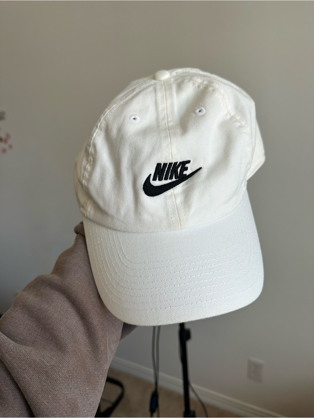 Nike White Hat with Black Swoosh Patch